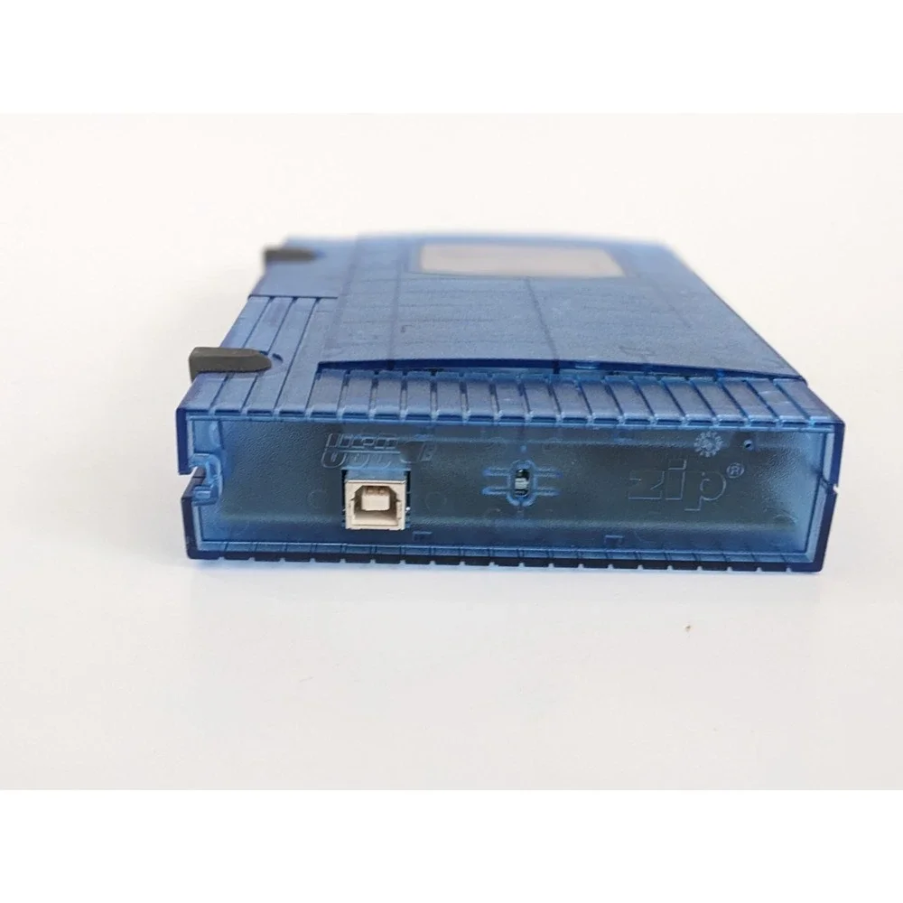 VTG 2000s Iomega Zip 100 MB USB External Drive Translucent Blue Z100USB Untested
